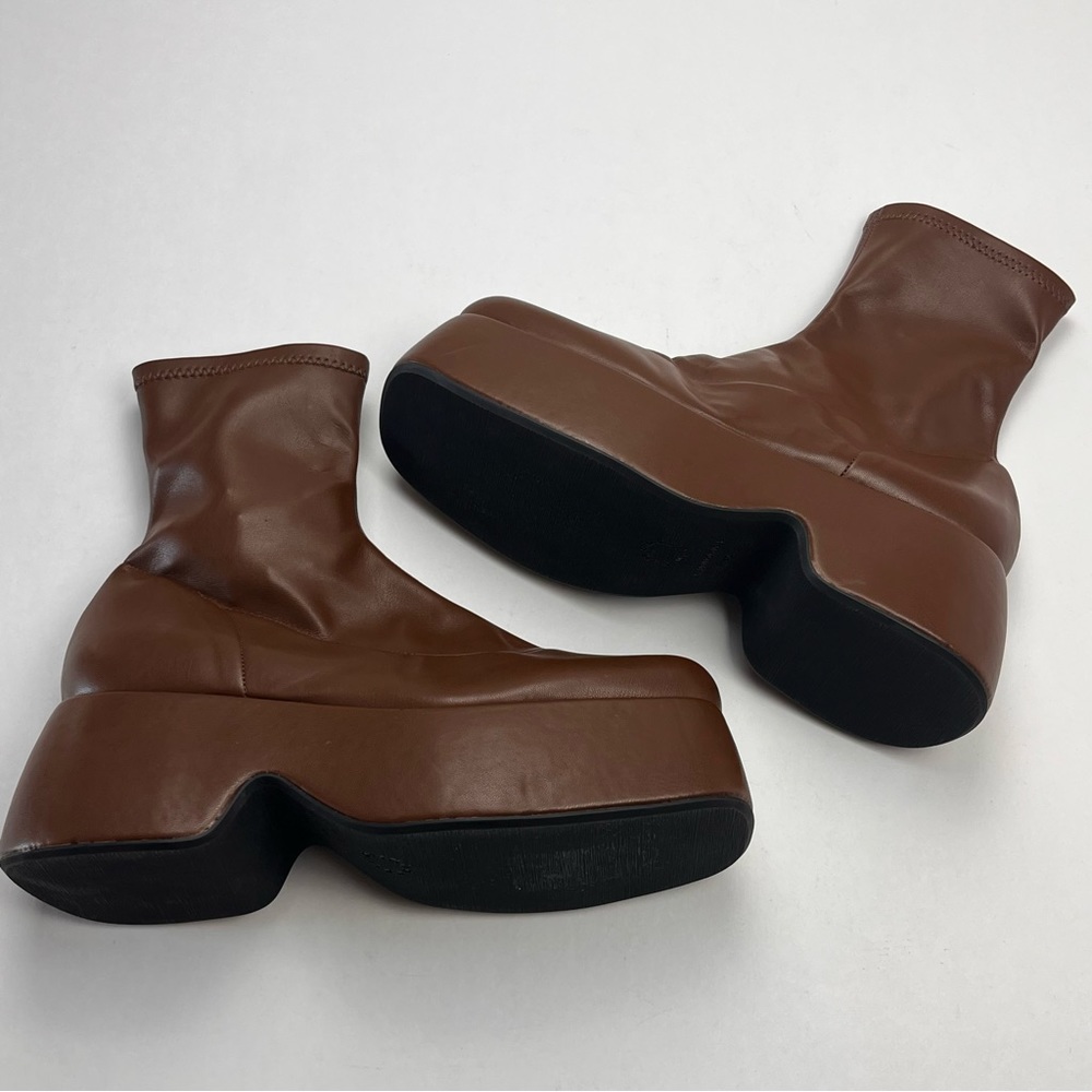 Simon Miller Hustler Vegan Leather Ankle Boot Women SZ 40 10 Brown Platform NWOT